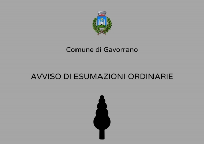 sfondo grigio, logo comune di gavorrano, scritta avviso esumazioni ordinarie in nero, sfondo grigio