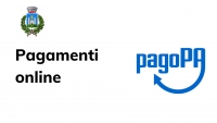 sfondo bianco, logo pagopa, logo comune, scritta pagamenti online