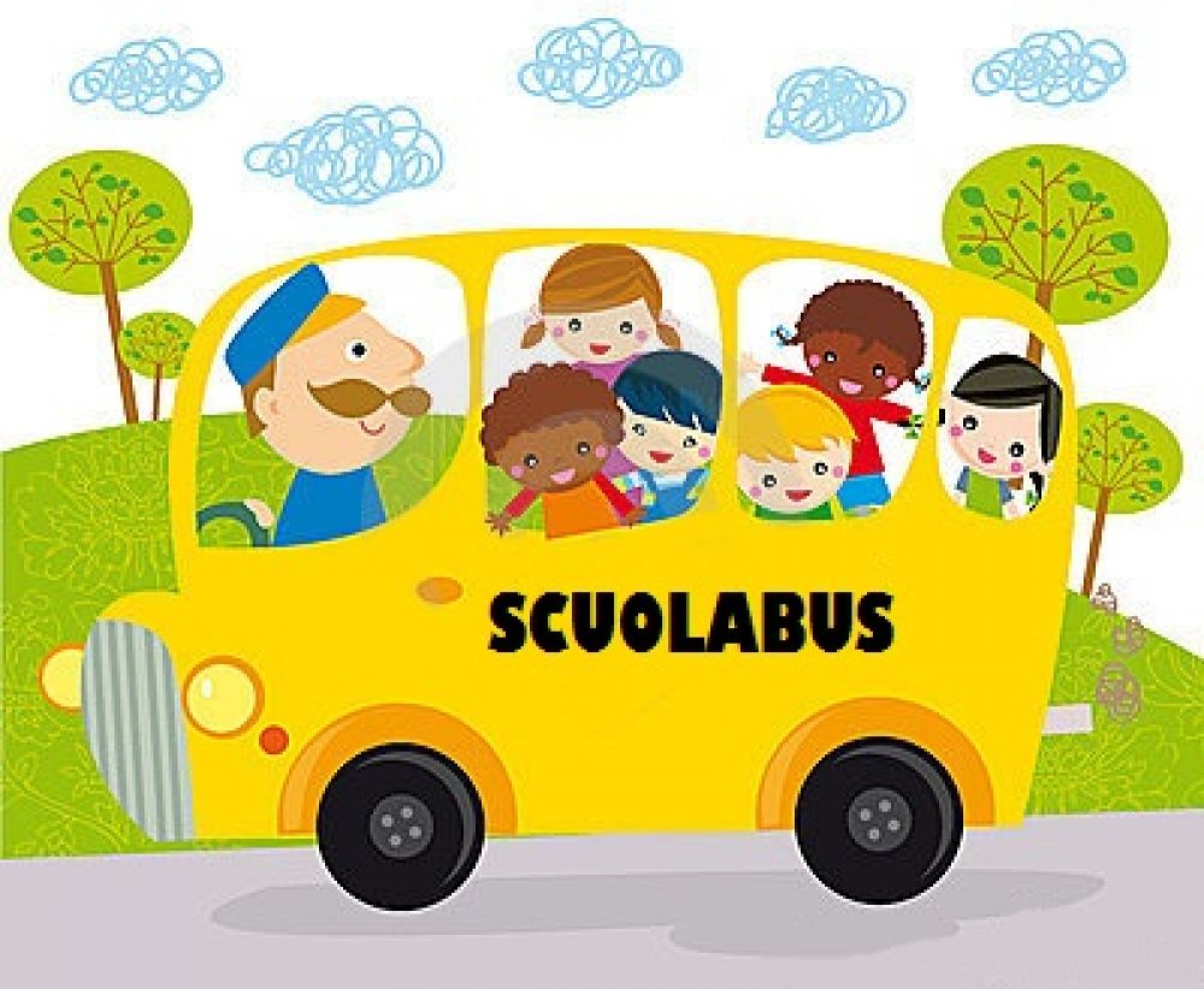 Immagine di bambini su scuolabus